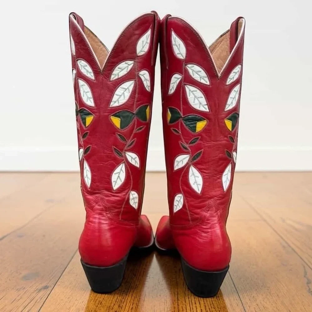 1990s Don Quijote Inlay Boots — Women’s 7.5 M Vintage Cowboy Cowgirl Boots - Picture 3 of 6